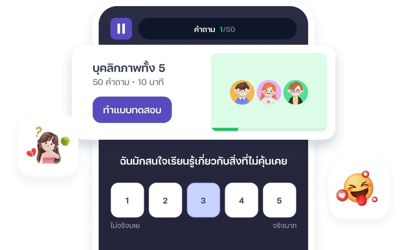 แบบทดสอบฝึกสติปัญญา และบุคลิกภาพ